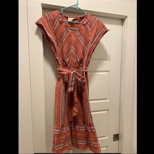 Midi dress with stripes